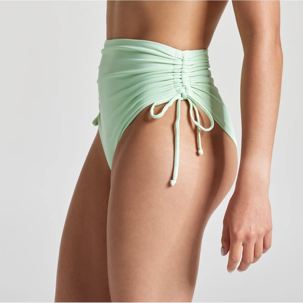 🌸 CALIA Bikini Tie Back Top XL - Ruched Side Tie High Rise Bottom XXL Pistachio - Picture 9 of 14